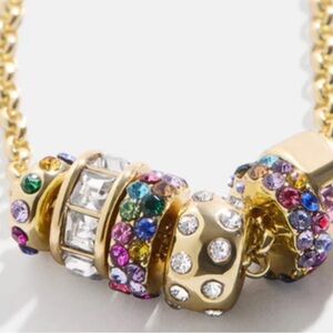 Six colorful rings necklace withh 18K gold plating and Swarovski crystals BNIB